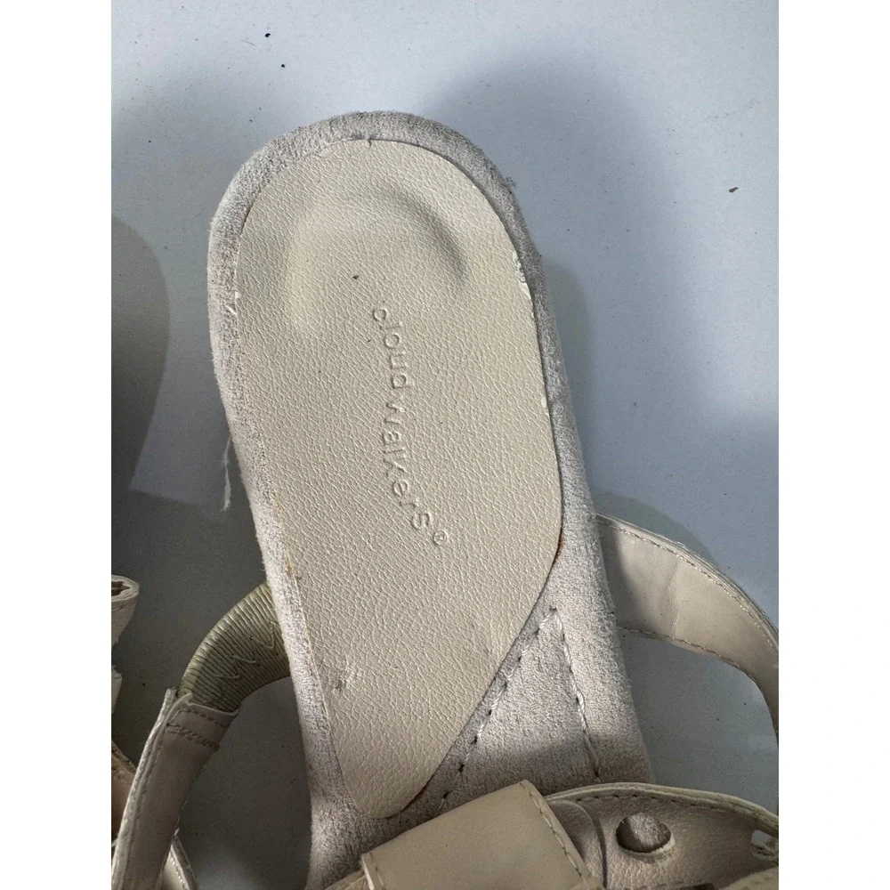 Cloudwalkers Maxi Wedge Gladiator‎ Sandals Women 11W Cream Studded Strappy Boho